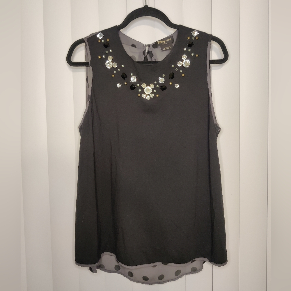 Disney Store Black Hidden Mickey Polka Dot Blouse